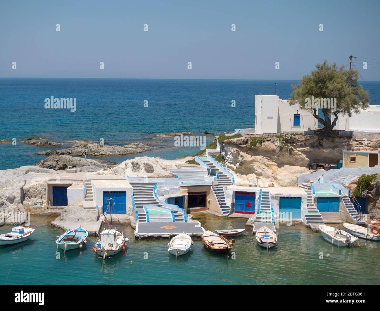 Fischerdorf Mandrakia in Milos Insel, Kykladen - Griechenland Stockfoto