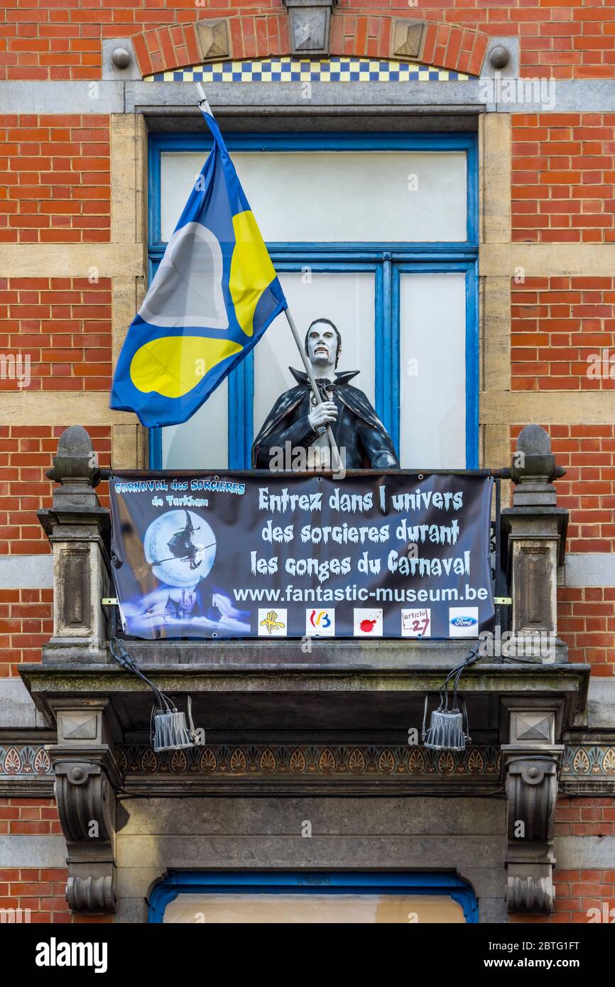 Fassade des Musée d'Art Fantastique, Rue Américaine, Saint-Gilles, Brüssel, Belgien. Stockfoto