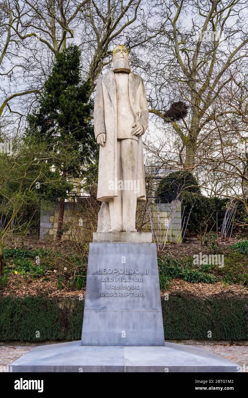 Statue von König Leopold II., Parc Tenbosch, Brüssel, Belgien. Stockfoto