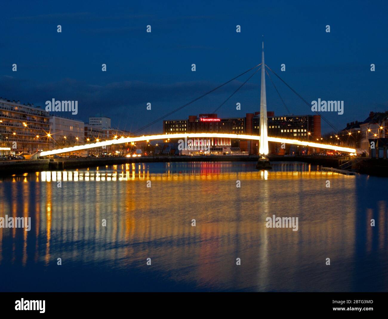 Fußgängerbrücke, Bassin du Commerce, Le Havre, Normandie, Frankreich Stockfoto