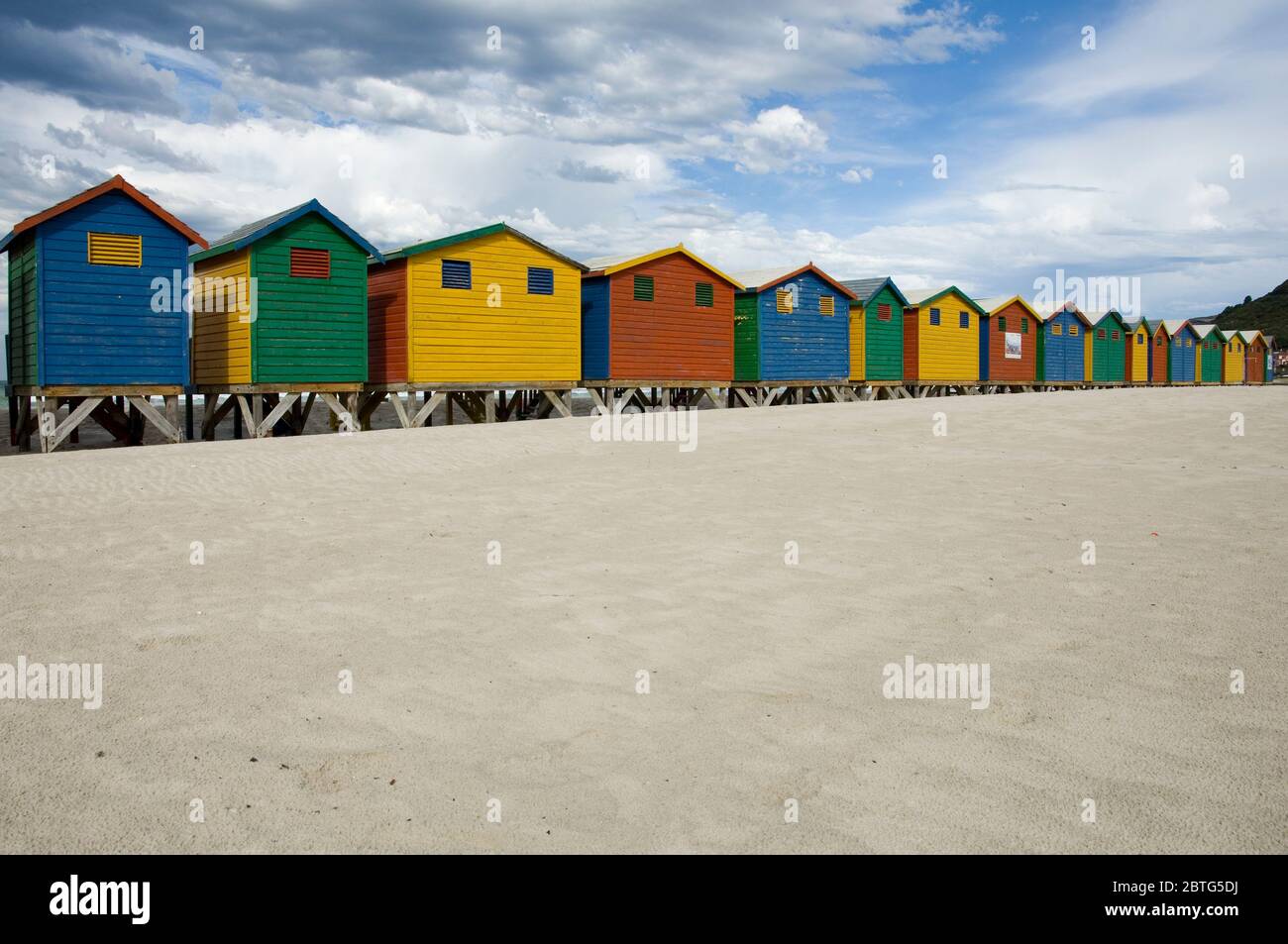Bunte Strandhütten Cape Town Stockfoto