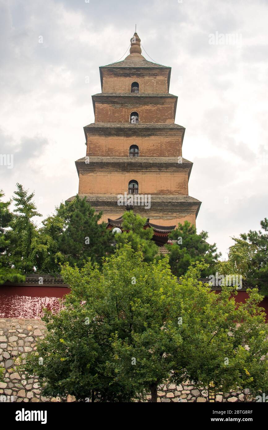 Riesige Wildgans-Pagode, berühmte buddhistische Pagode in Xian, Provinz Shaanxi, China, erbaut 652 während der Tang-Dynastie Stockfoto