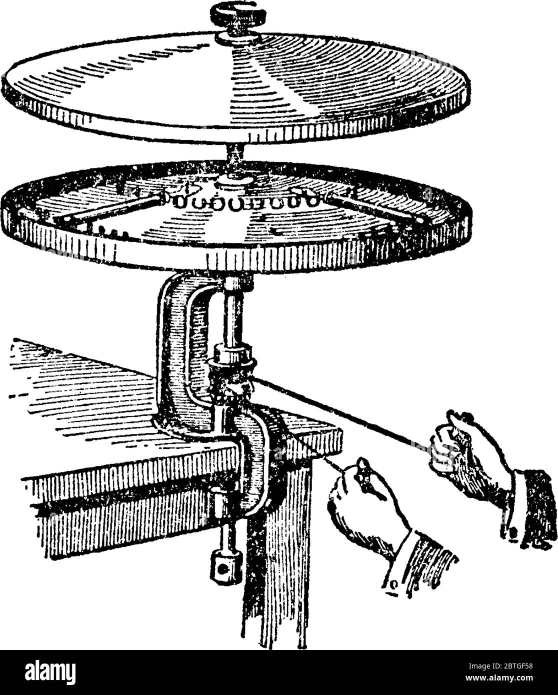Ein Messgerät zur Messung des Fettgehalts in Milch oder Milchprodukten, zur Erstellung einer Vintage-Zeichnung oder zur Gravur. Stock Vektor