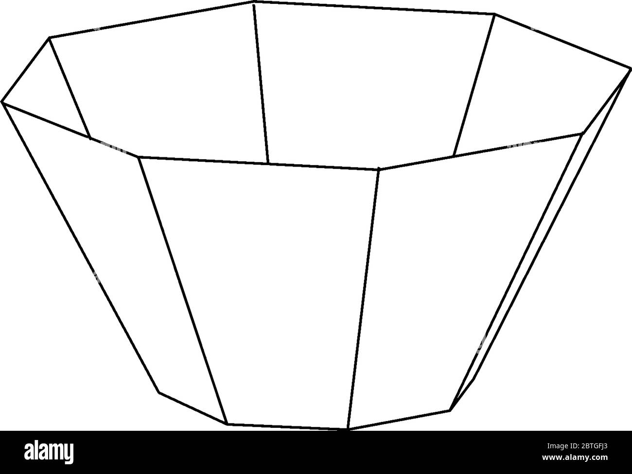 Es ist eine achteckige Pyramide. Dieses Polygon hat acht gleiche Seiten und sieht aus wie eine Schüssel. Vintage Linienzeichnung oder Gravur Illustration. Stock Vektor