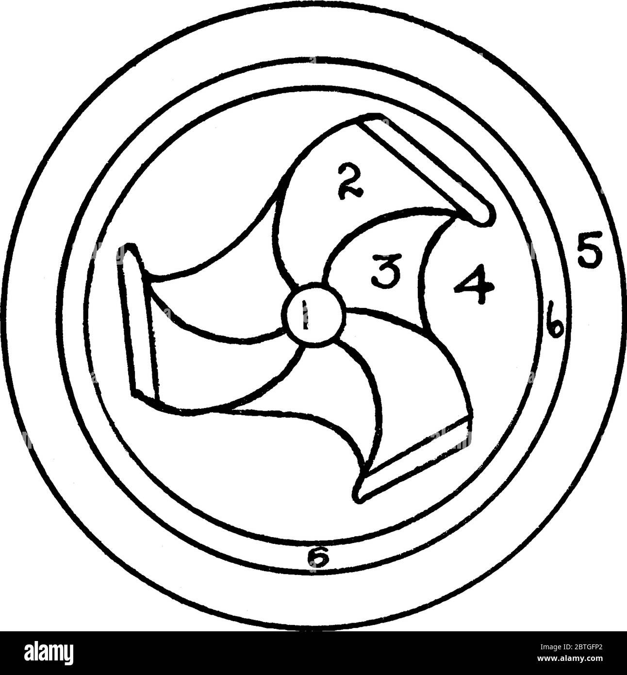 Orientalisches Muster der Bettwäsche mit Nummerierung eins bis sechs, Vintage-Strichzeichnung oder Gravur Illustration. Stock Vektor