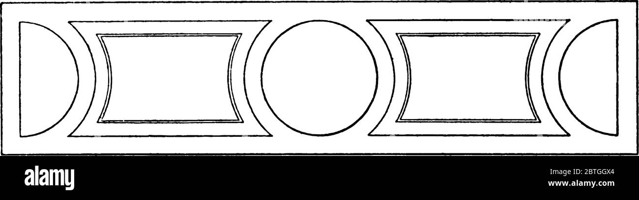 Geometrische Rahmen, ist es ein Kunstwerk aus Rechtecken, Quadrate und Kreise, Vintage-Linie Zeichnung oder Gravur Illustration gemacht. Stock Vektor