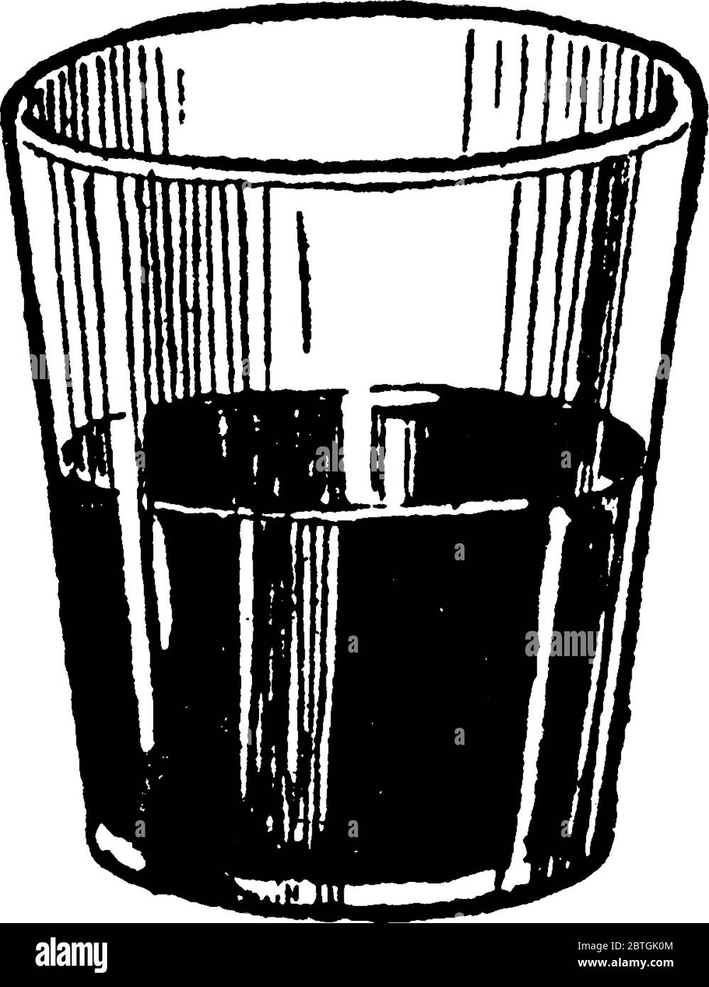 Abbildung zeigt eine Hälfte voll Weinstock Behälter aus Glas, Vintage-Linie Zeichnung oder Gravur Abbildung. Stock Vektor