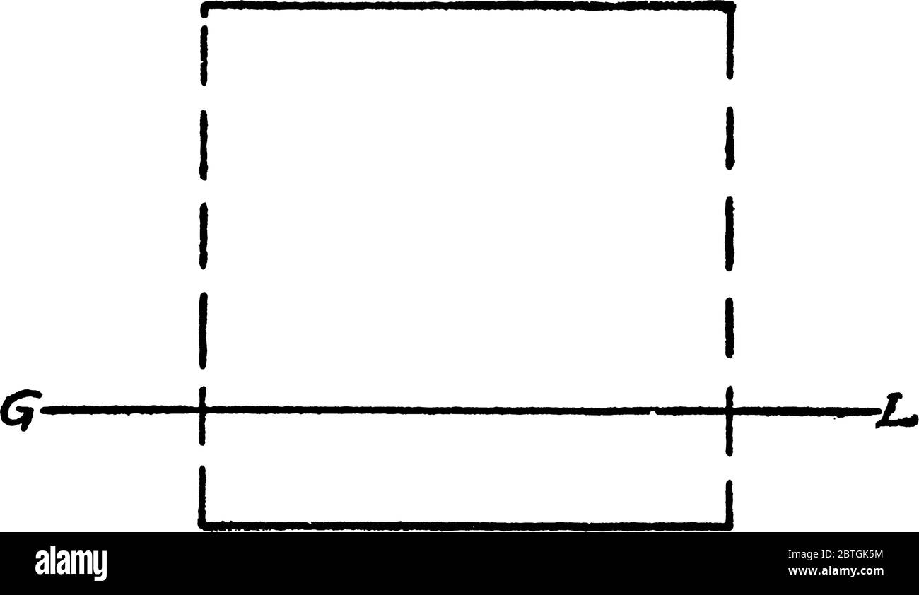 Liniensegment GL ist parallel zur Ebene, Vintage-Linienzeichnung oder Gravurdarstellung. Stock Vektor
