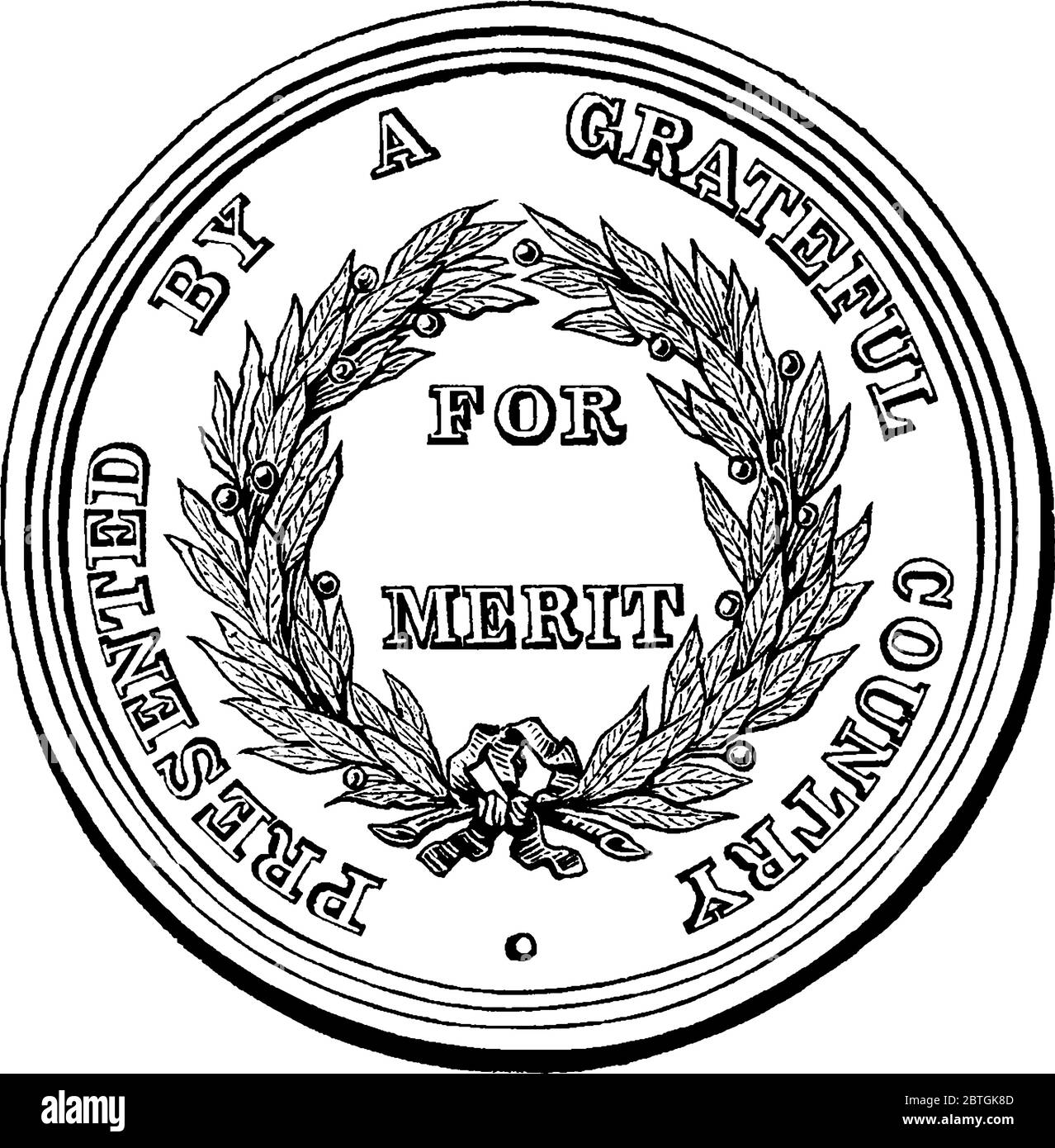 Die Rückseite der Dankesmedaille, die anlässlich des Genter Vertrags zum Ende des Krieges von 1812 geprägt wurde, ist eine klassische Strichzeichnung oder eine Gravur Stock Vektor