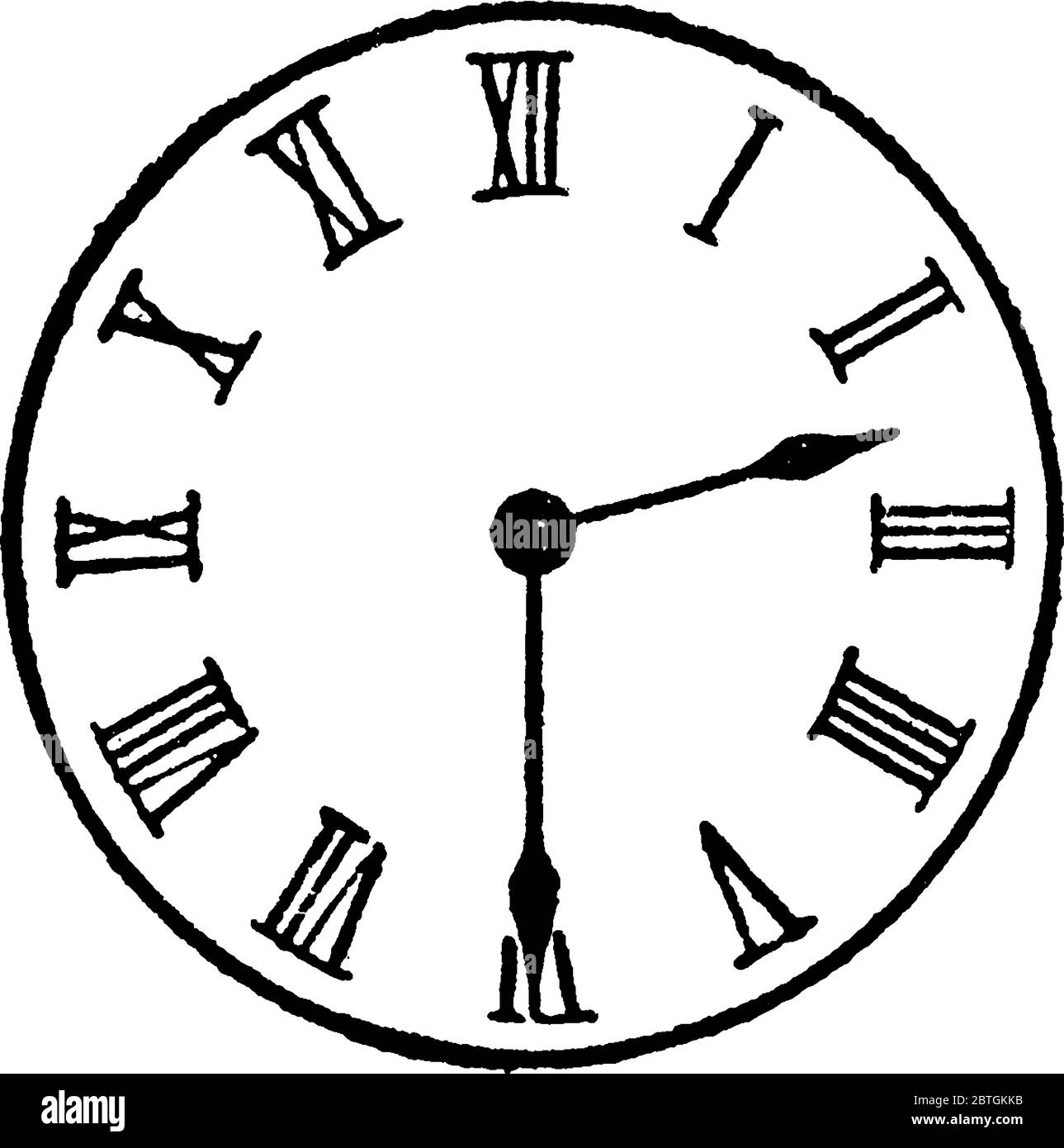 Abbildung zeigt analoge Uhr mit römischen Zahlen, und seine Hälfte nach  zwei auf der Uhr, Vintage-Linie Zeichnung oder Gravur Illustration  Stock-Vektorgrafik - Alamy