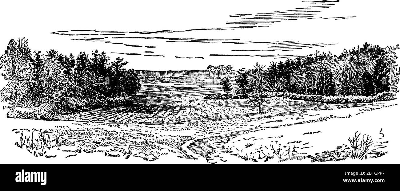 Blutiger Winkel von Spotsylvania, der Winkel zwischen der Union II und VI Corps, Vintage-Linie Zeichnung oder Gravur Illustration. Stock Vektor