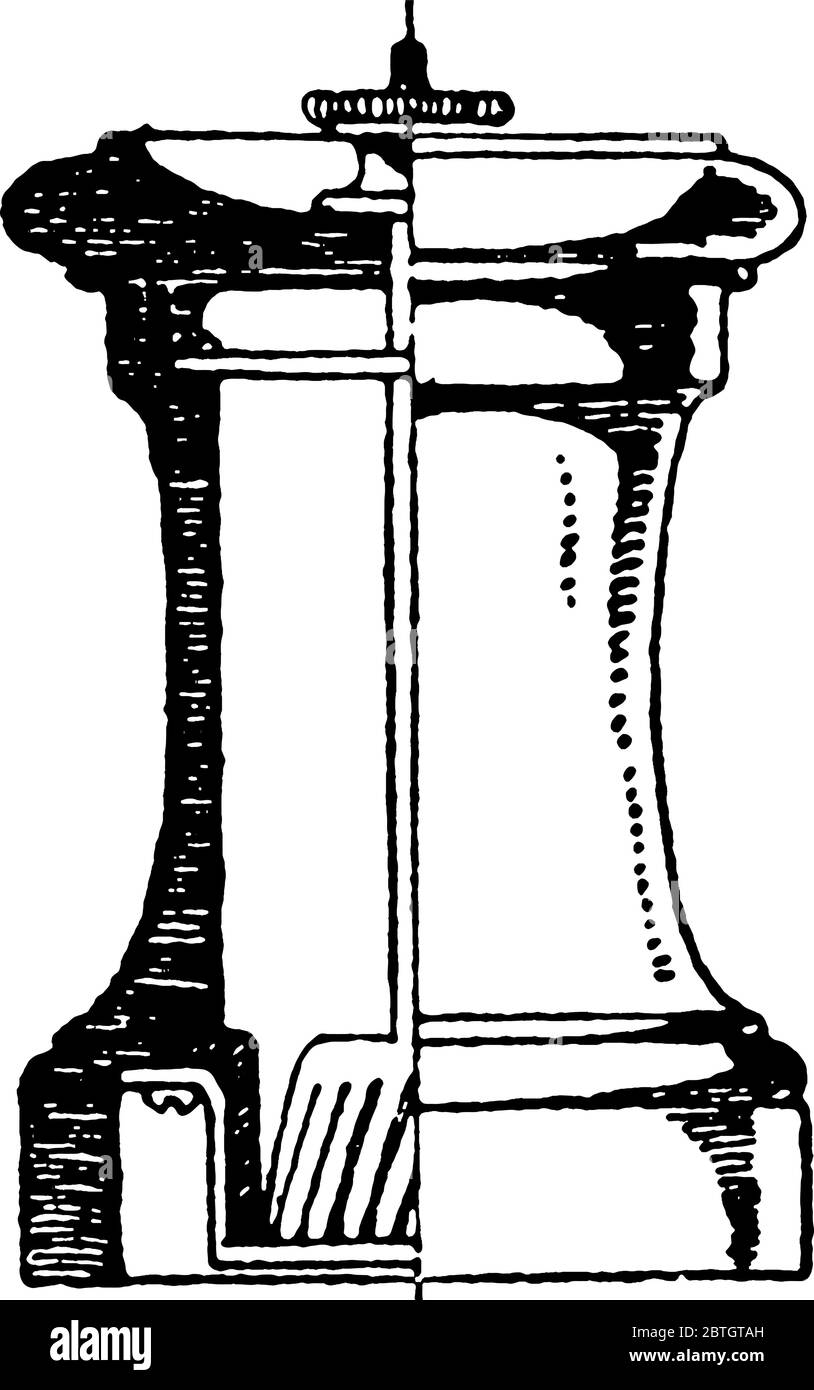 Diese moderne Pfeffermühle Pfeffermühle ist ein Behälter, in dem Pfefferkörner zerkleinert werden, um Pfeffer und gespeicherte Pfeffer, Vintage Linie Zeichnung oder Gravur zu machen Stock Vektor
