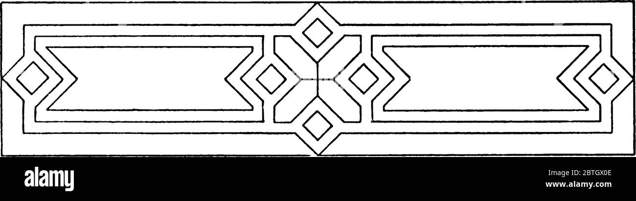 Geometrisches Muster, es ist ein Kunstwerk aus Rechtecken, Quadraten und Kreisen, Vintage-Linie Zeichnung oder Gravur Illustration gemacht. Stock Vektor