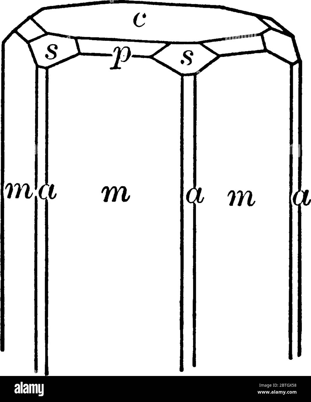 Beryl ist ein Mineral aus Beryllium Aluminium Cyclosilicat, Vintage-Linie Zeichnung oder Gravur Illustration zusammengesetzt. Stock Vektor