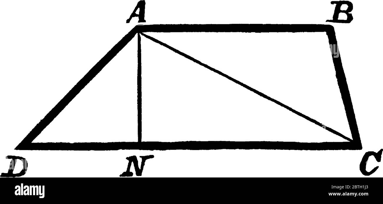 Eine typische Darstellung eines Beispiels eines Vierecks, das verwendet wird, um seinen Bereich zu finden. Im Allgemeinen ist viereckiges ein Polygon, das aus vier Segmenten besteht, Stock Vektor