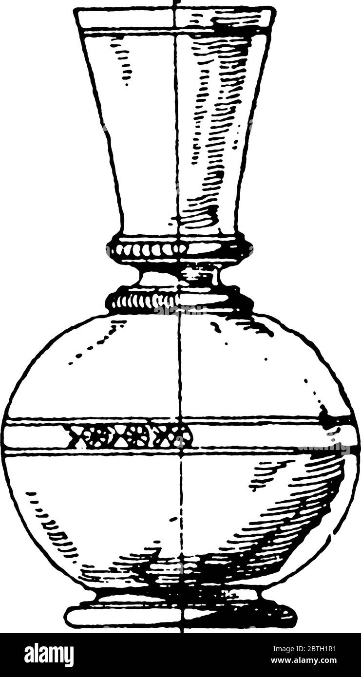 Diese moderne Flasche ist ein französisches Barock-Kunst-Design, das aus schimmerndem Ton, Vintage-Strichzeichnung oder Gravur Illustration gemacht ist. Stock Vektor
