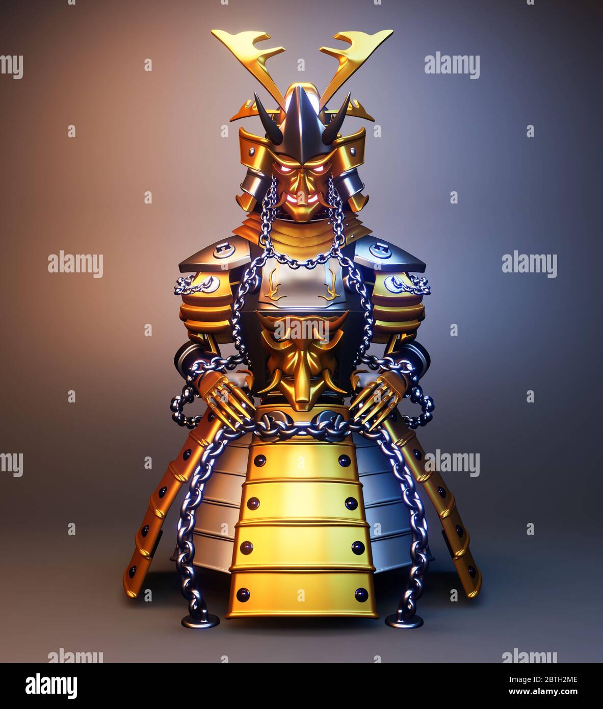 Bushido-Rüstung - Samurai Krieger Rüstung Japanischer Stil .3D Rendering Stockfoto