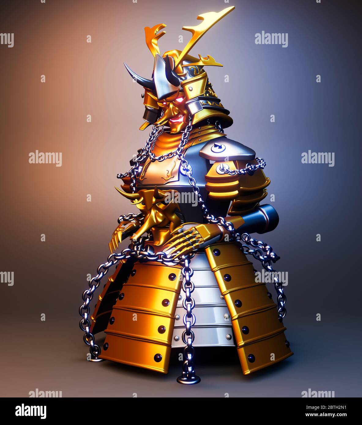 Bushido-Rüstung - Samurai Krieger Rüstung Japanischer Stil .3D Rendering Stockfoto