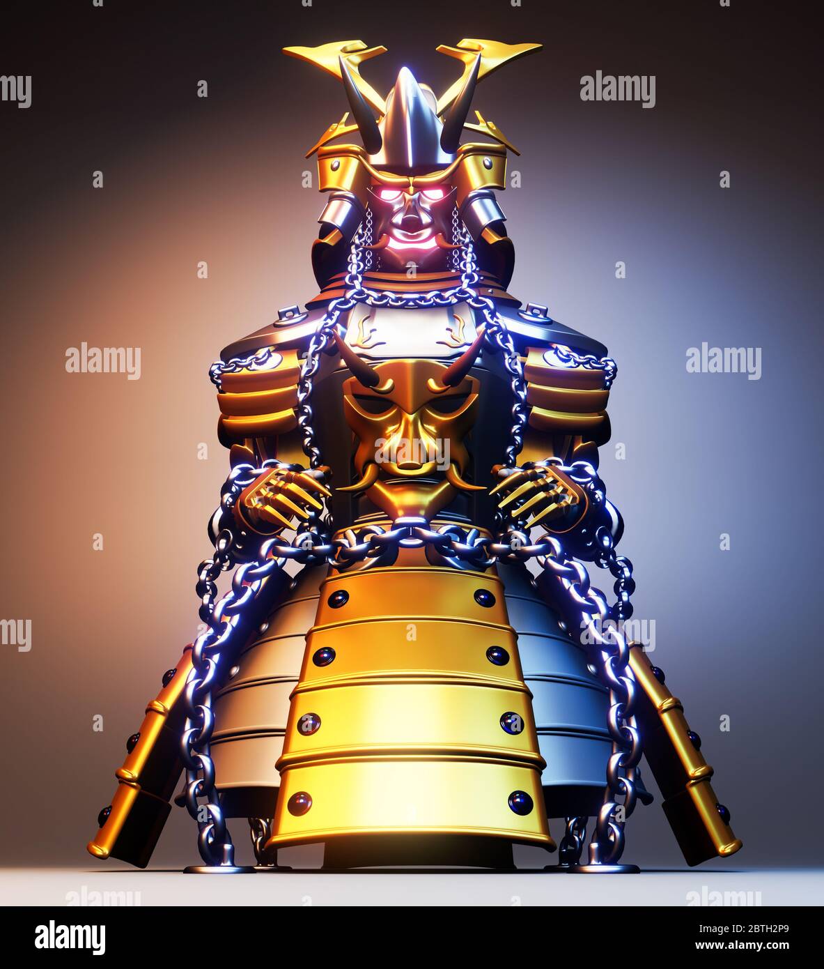 Bushido-Rüstung - Samurai Krieger Rüstung Japanischer Stil .3D Rendering Stockfoto
