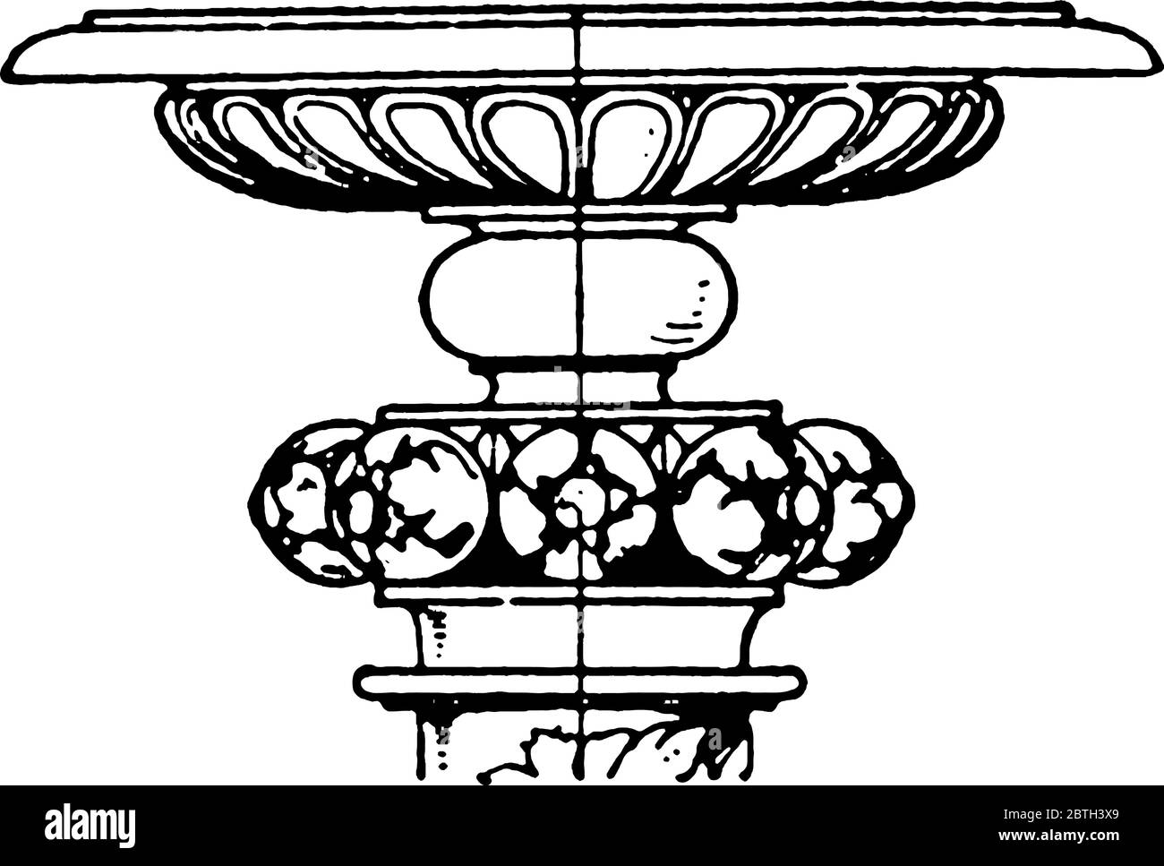 Aus Marmor gefertigt und endet mit einem Teller oder Tisch auf der Oberseite. Es ist für Kerzen, Vintage-Strichzeichnung oder Gravur Illustration bestimmt. Stock Vektor