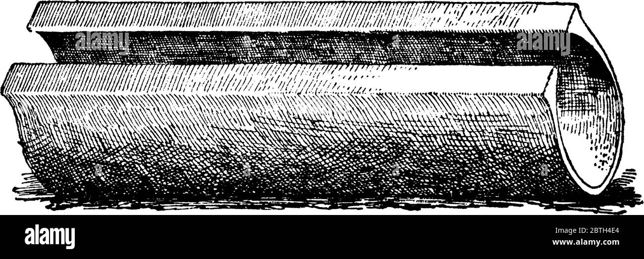 Es ist eine alte Art und Weise Drain Fliese, die flach von der Basis und oberen Abschnitt hat Schnitt, Vintage-Linie Zeichnung oder Gravur Illustration. Stock Vektor