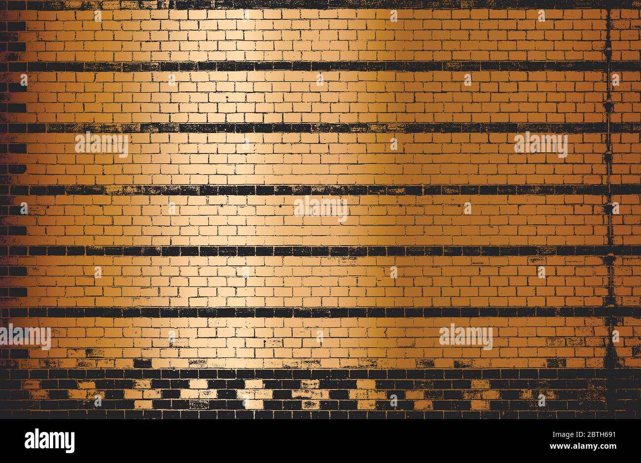 Verzweifelt Overlay Textur der alten goldenen Bronze Ziegelwand, Grunge Hintergrund. Abstrakte Vektor-Illustration. Stock Vektor