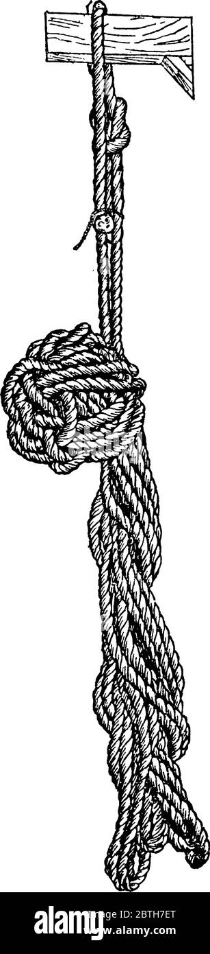 Ein geeigneter Dummy kann aus Seilstücken gemacht werden, die etwa fünf Fuß lang eng zusammen in ein Kabel zwischen sechs und zwölf Zoll in Durchm geflochten sind Stock Vektor