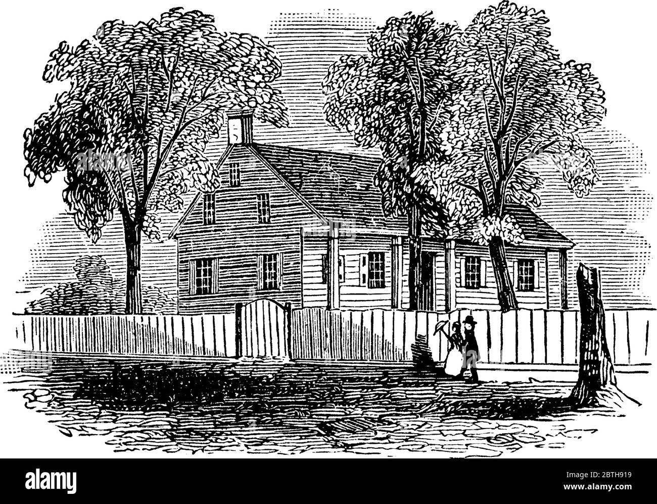 Eine Illustration des Jacob Purdy Hauses. Dieses Haus wurde als General George Washington Hauptquartier, im Jahr 1778 und möglicherweise im Jahr 1776, während der Stock Vektor