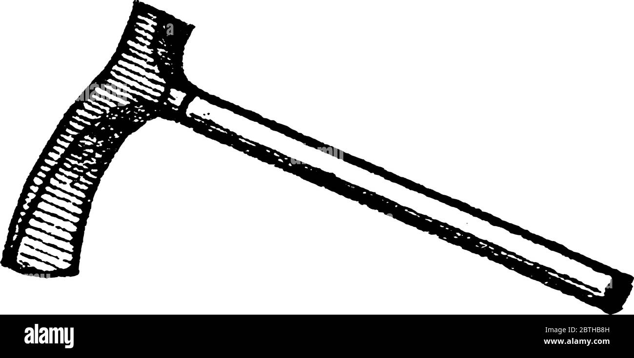 ADZ, ein Werkzeug, das einer Axt ähnelt, mit einer gebogenem Klinge im rechten Winkel zum Griff, zum Schneiden, Spannen oder Formen großer Holzstücke, Stock Vektor
