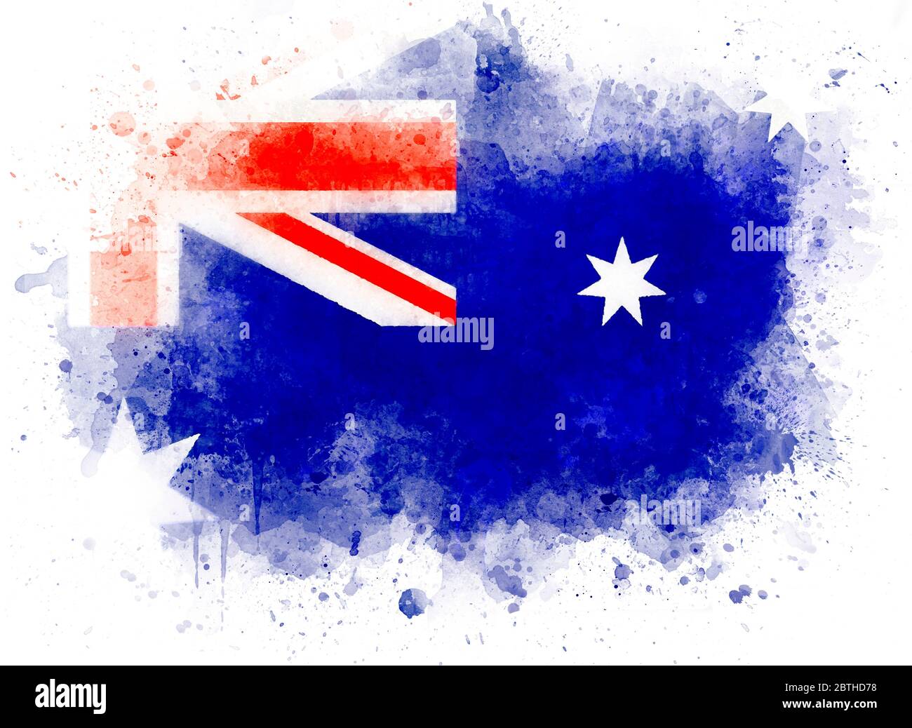 Australische Flagge, Aquarell Illustration Flagge von Australien, isoliert auf weißem Papier Hintergrund Stockfoto