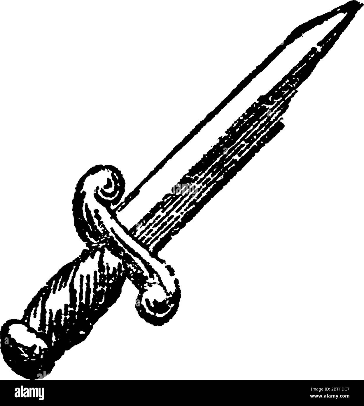 Eine typische Darstellung einer Art Dolch oder Poniard, ein lang stechend Dolch. In der frühen Neuzeit war es eine persönliche Waffe der Offiziere engagiert Stock Vektor