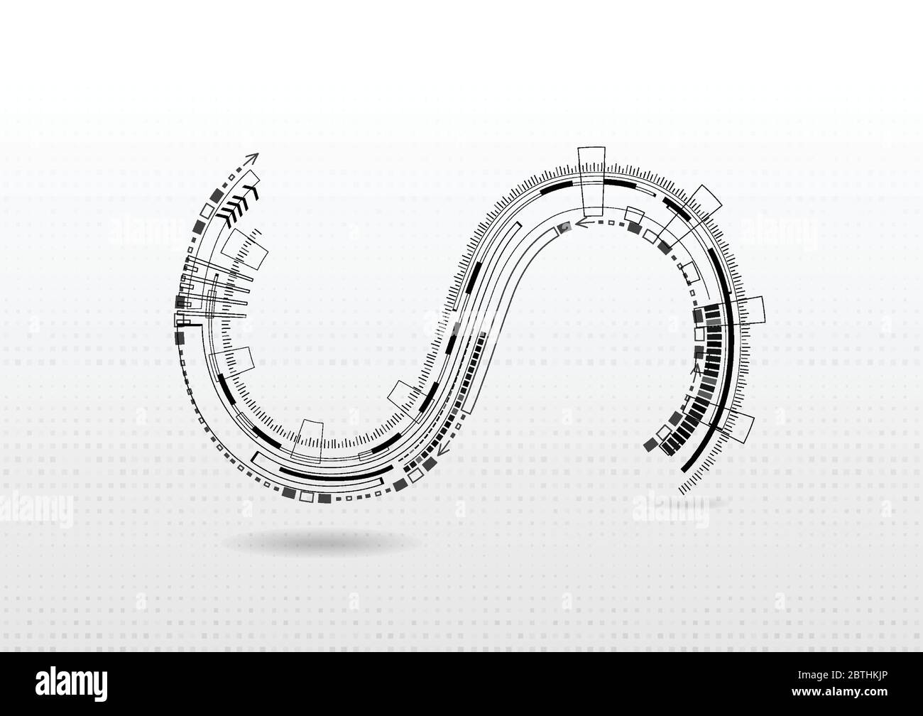 Technologie abstrakten Schrift Alphabet auf grauem Hintergrund. Techno Logo Designs für das Wachstum des Unternehmens erfolgreich. Stock Vektor