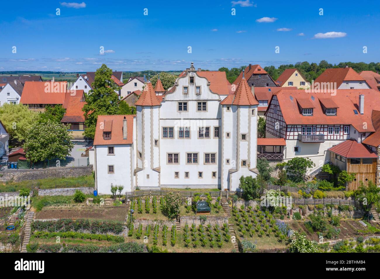 Luftaufnahme der Drohne, Graf-Eberstein-Schloss, Gochsheim, Baden-Württemberg, Deutschland, Europa Stockfoto