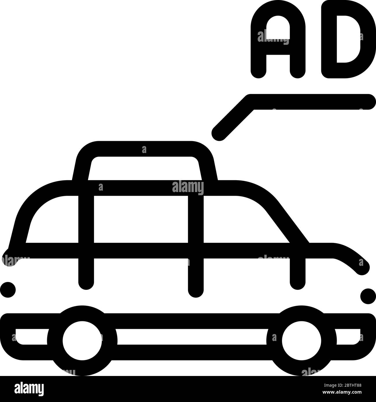 werbung auf Auto-Zeichen-Symbol Vektor-Kontur-Illustration Stock
