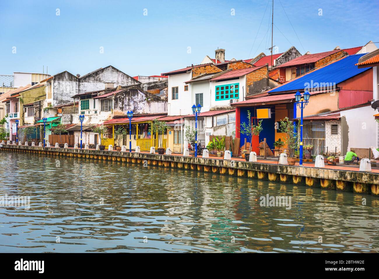 Malacca, Malaysia Skyline am Fluss Malakka. Stockfoto