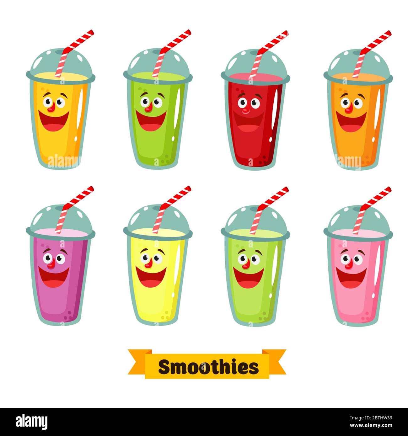 Vektor-Illustration für Design Fast Food menu.Organic rohe Frucht Shake.Smoothie Emoticon. Stock Vektor