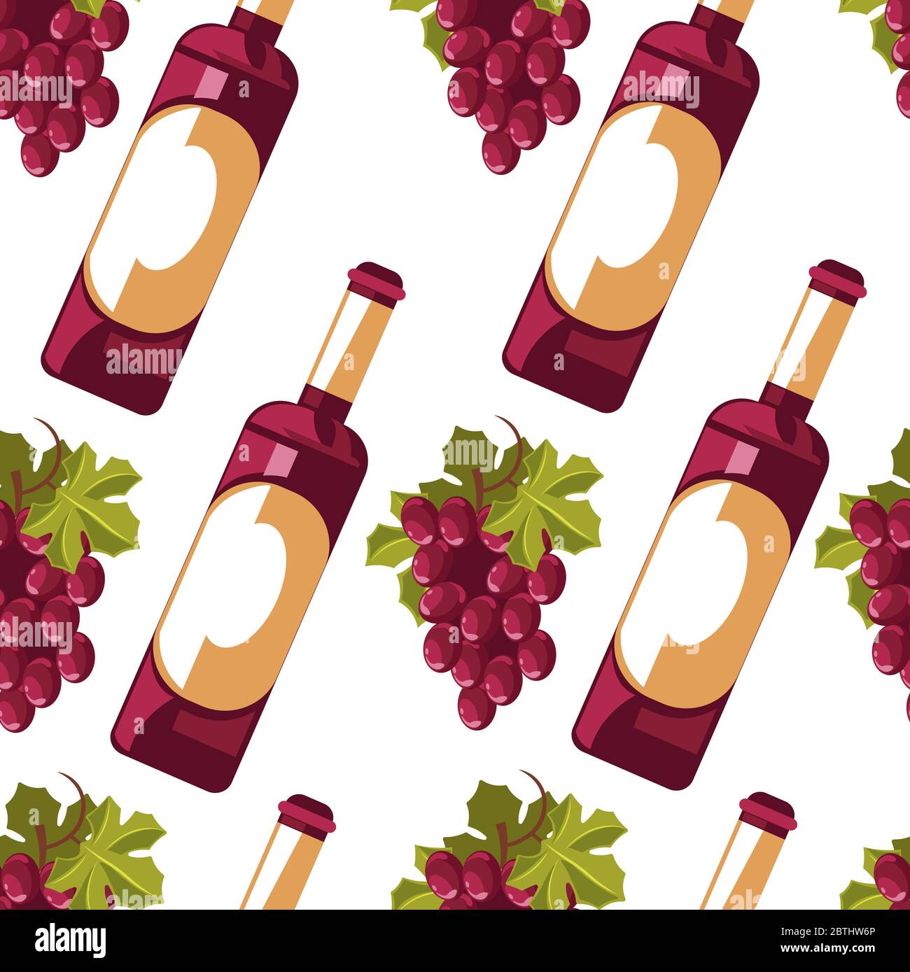Flasche Wein und Trauben nahtlose Muster Vektor Stock Vektor