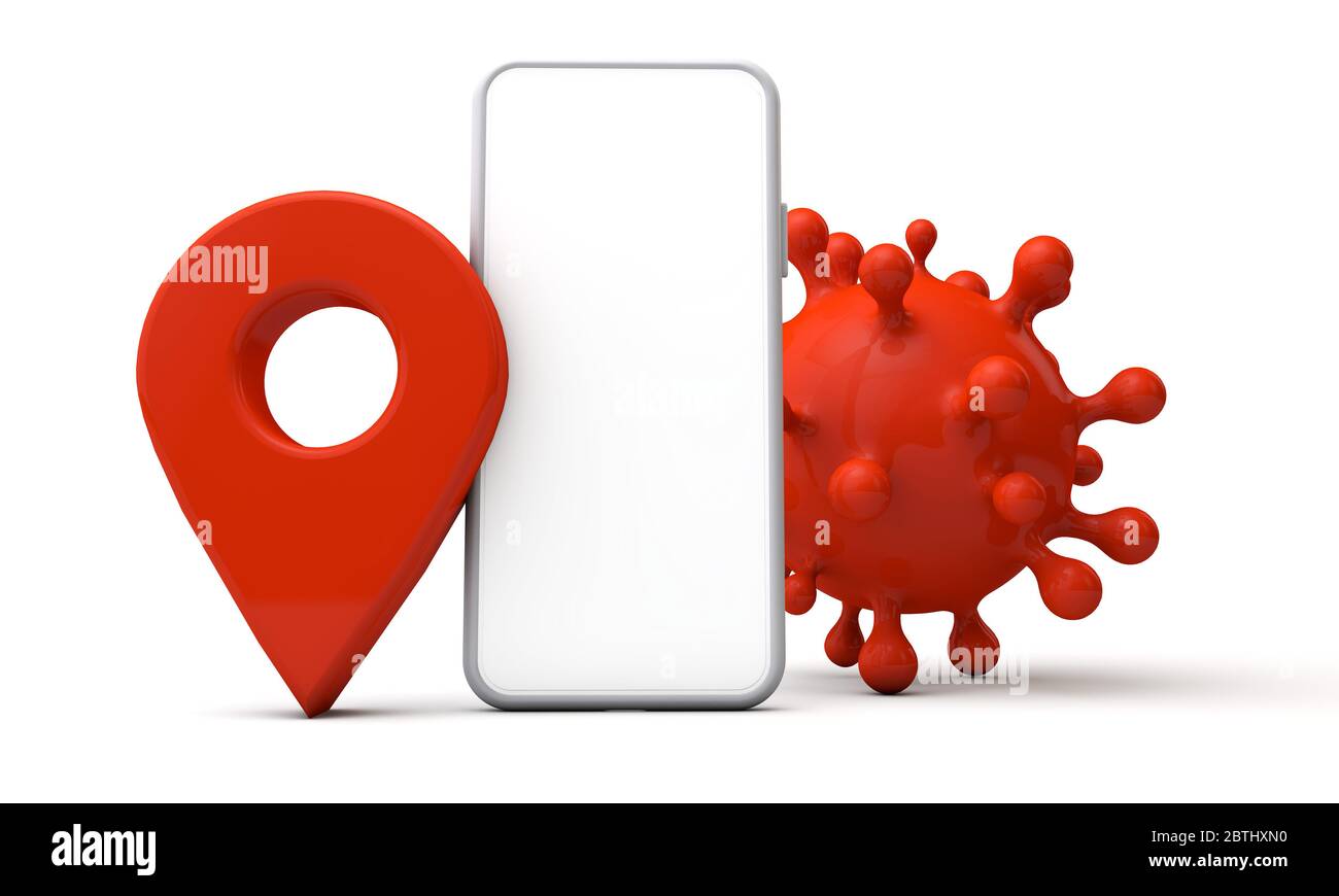 Coronavirus Contact Tracing Technology Konzept. 3D-Rendering Stockfoto