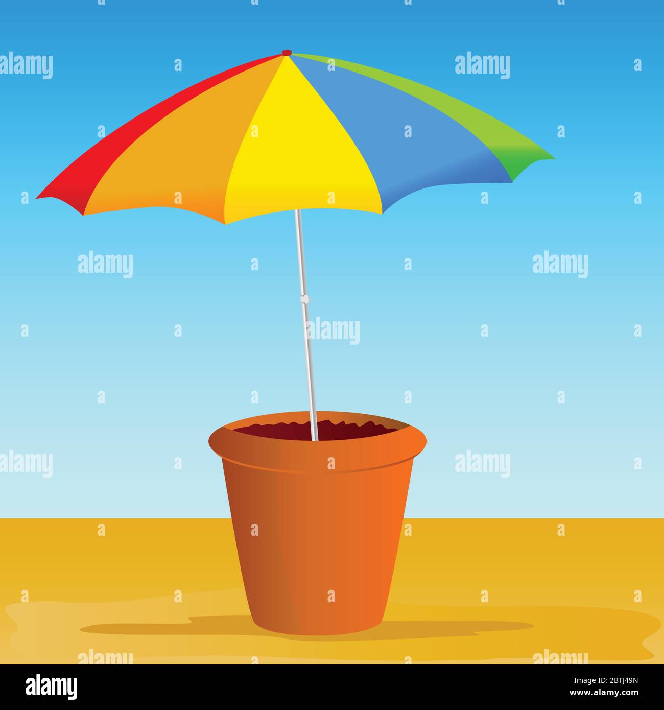 Blumentopf mit Umbrella Vektor-Illustration Stock Vektor