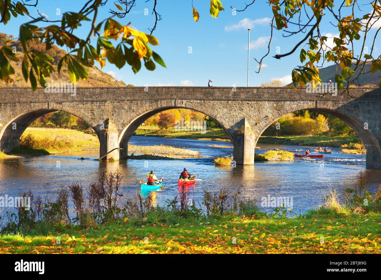 River Wye and Bridge, Builth Wells, Powys, Wales, Großbritannien Stockfoto