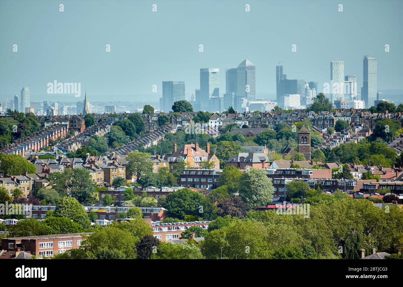London Skyline von der Alexandra Park, Muswell Hill, London. Stockfoto