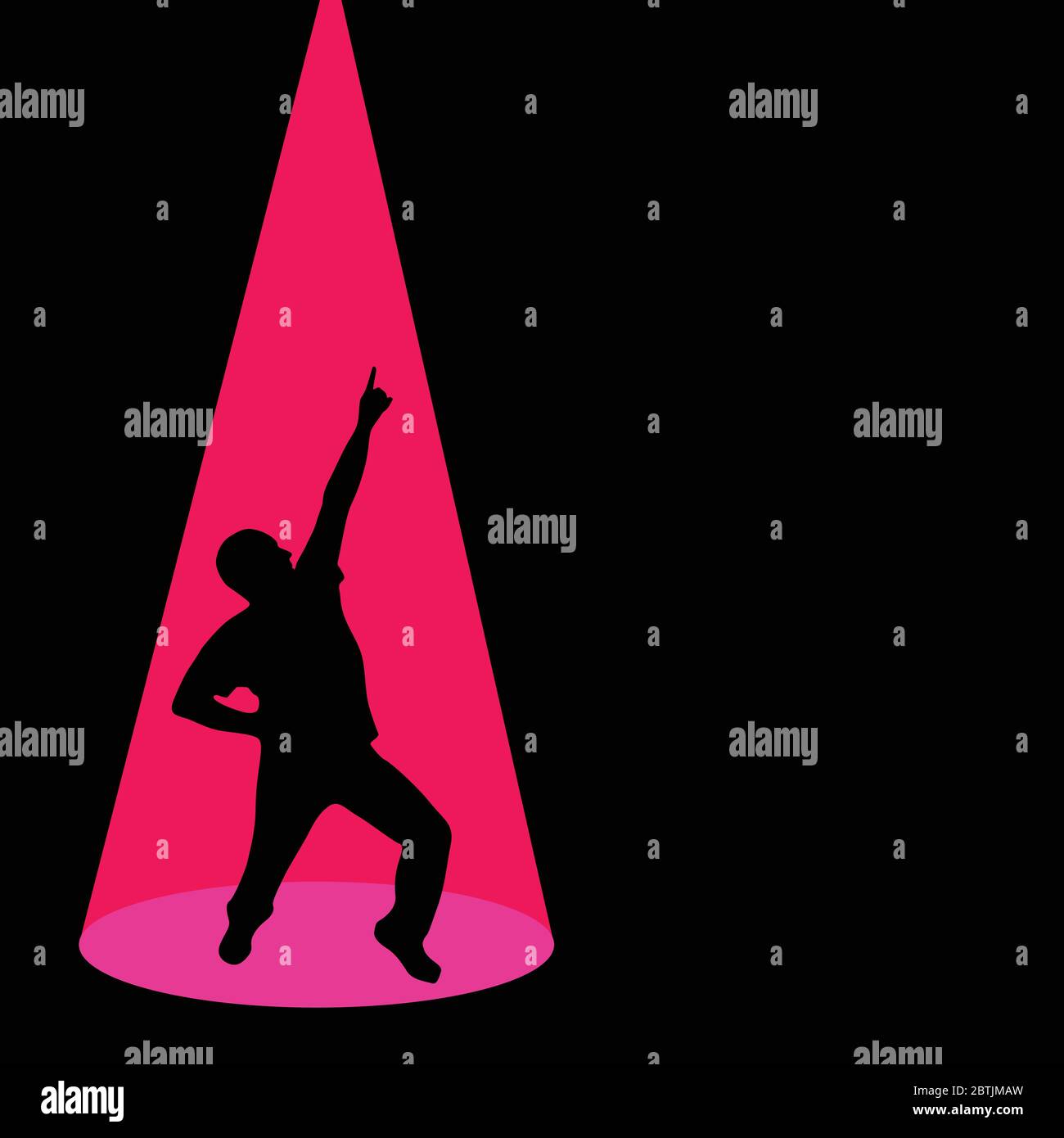 Mann tanzende schwarze Silhouette Pose auf schwarzem Hintergrund Stock Vektor