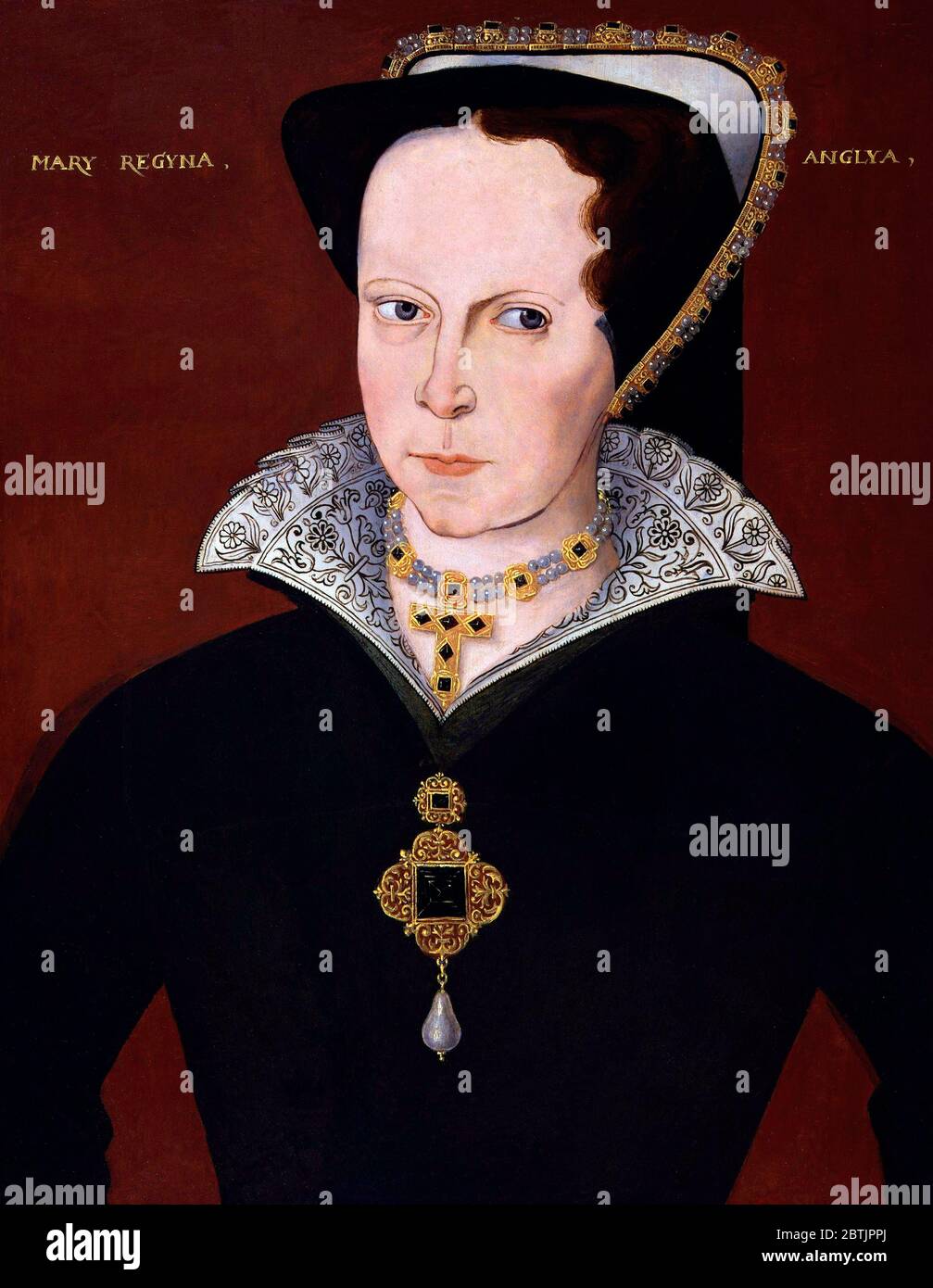 Königin Mary I. von England von unbekannter Künstlerin, Öl auf Tafel, ca. 1590-1610 Stockfoto