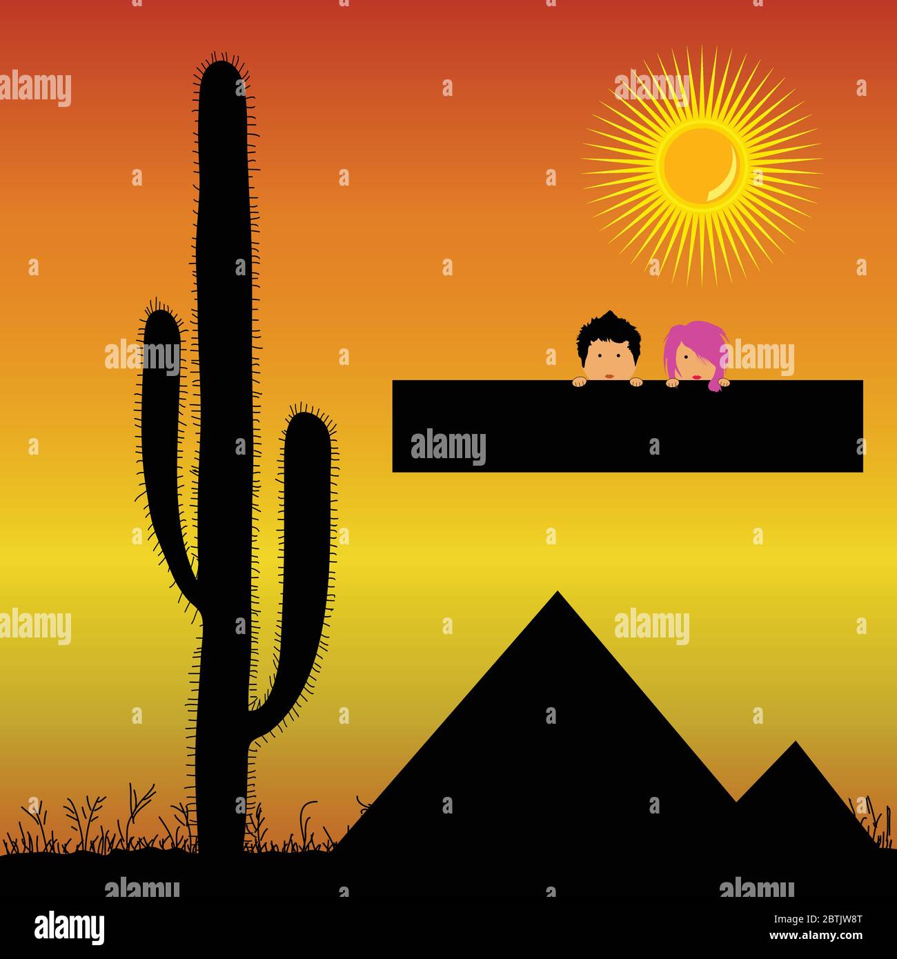 Pyramiden in der Wüste und Kinder Vektor-illustration Stock Vektor