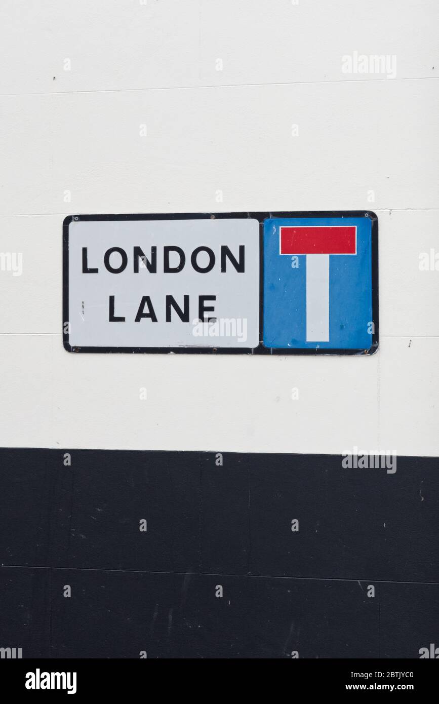 Straßenschild in der Londoner Straße in Upton Upon Severn Stockfoto