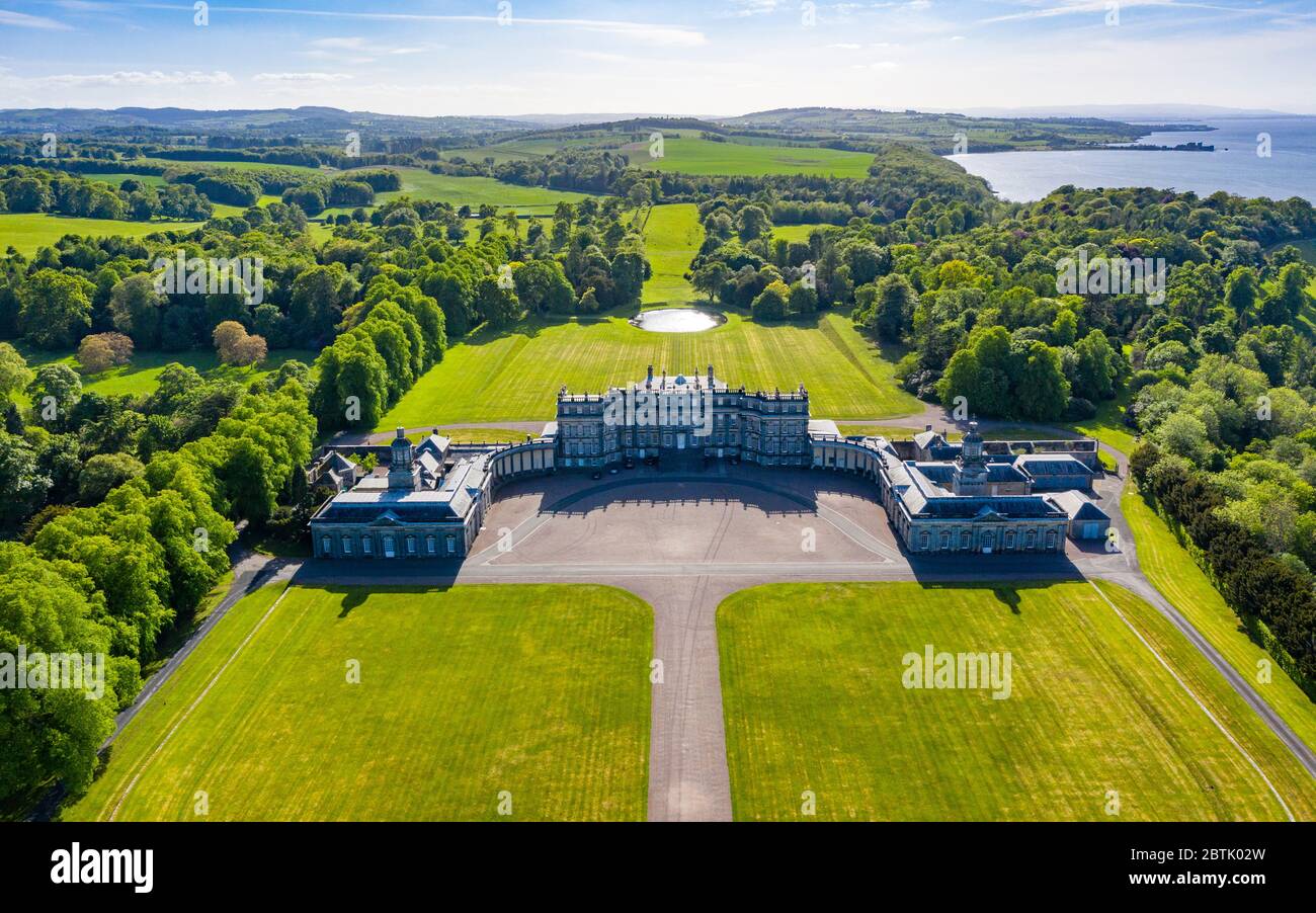 Luftaufnahme des Hopetoun House, South Queensferry, West Lothian, Schottland, Großbritannien Stockfoto