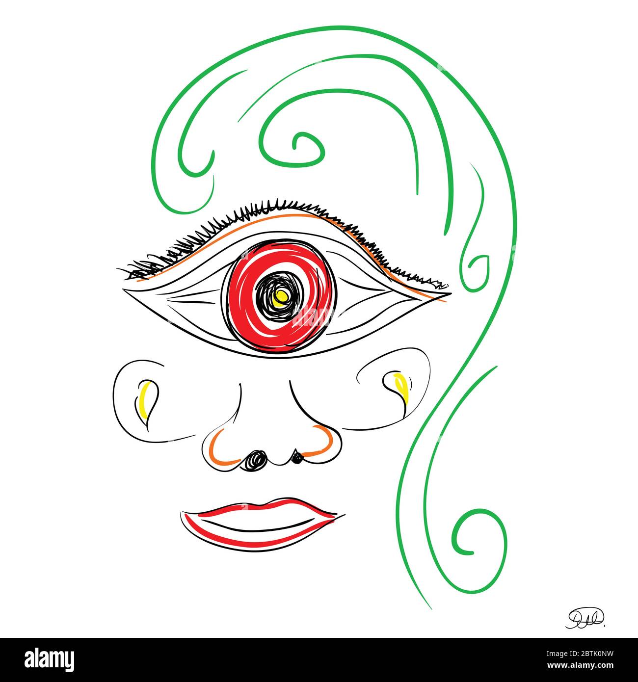 Frau große Augen Vektor-Illustration auf weißem Hintergrund Stock Vektor