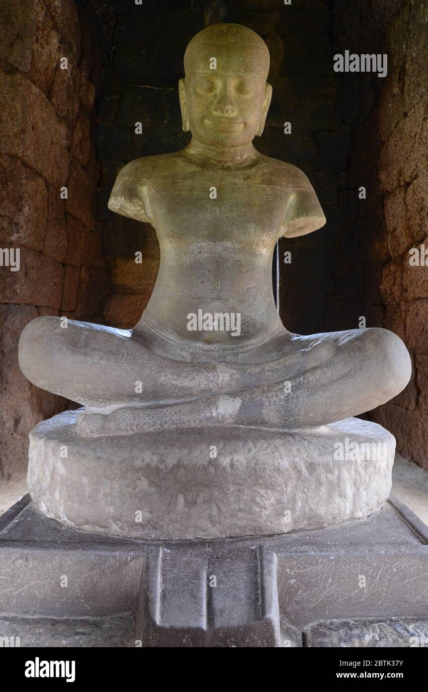 Skulpturierter Korpus von König Jayavarman VII. Im Phimai Historical Park Stockfoto