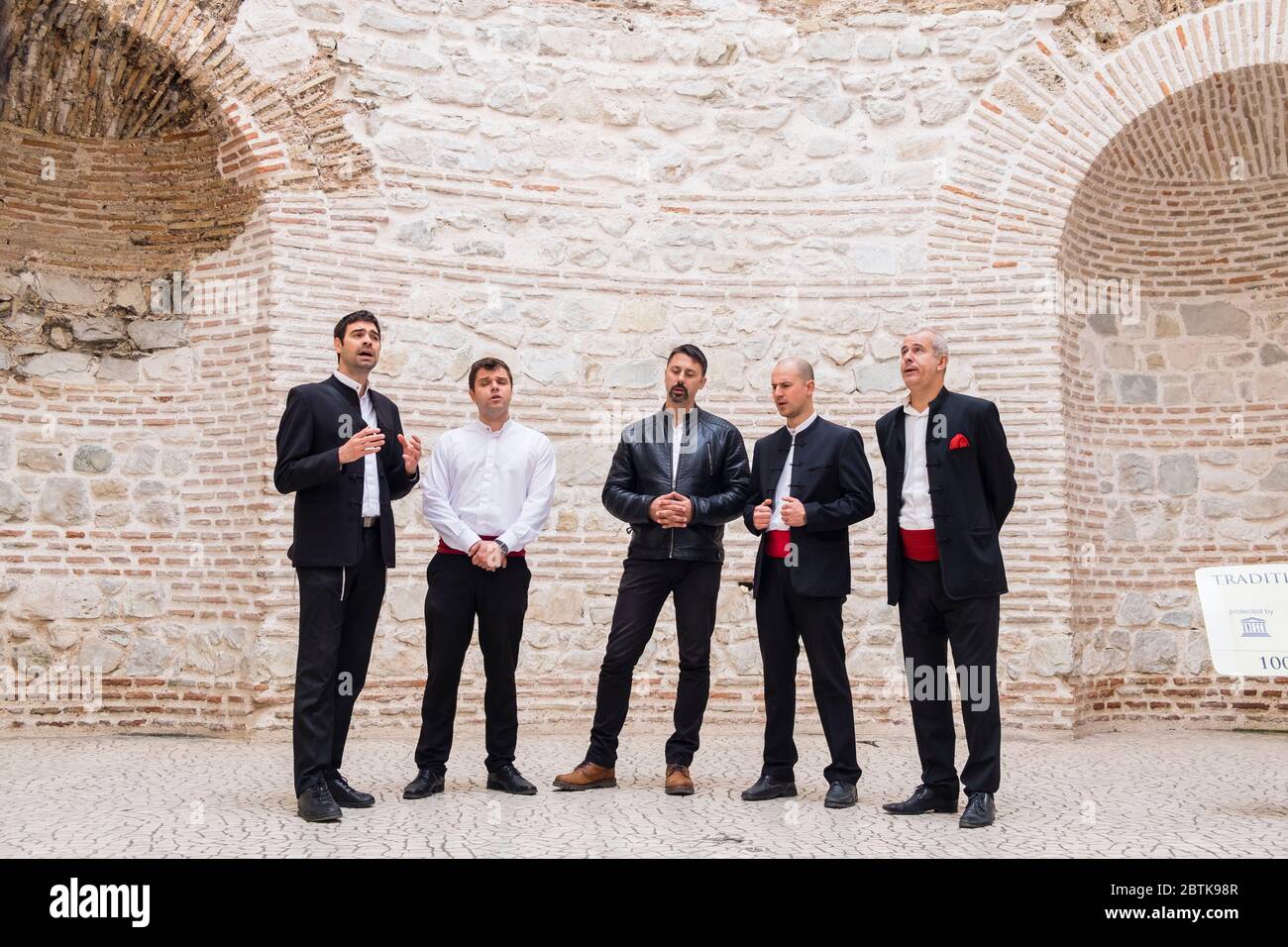 Acapella Quintett in Live-Performance in Split Altstadt, Kroatien Stockfoto