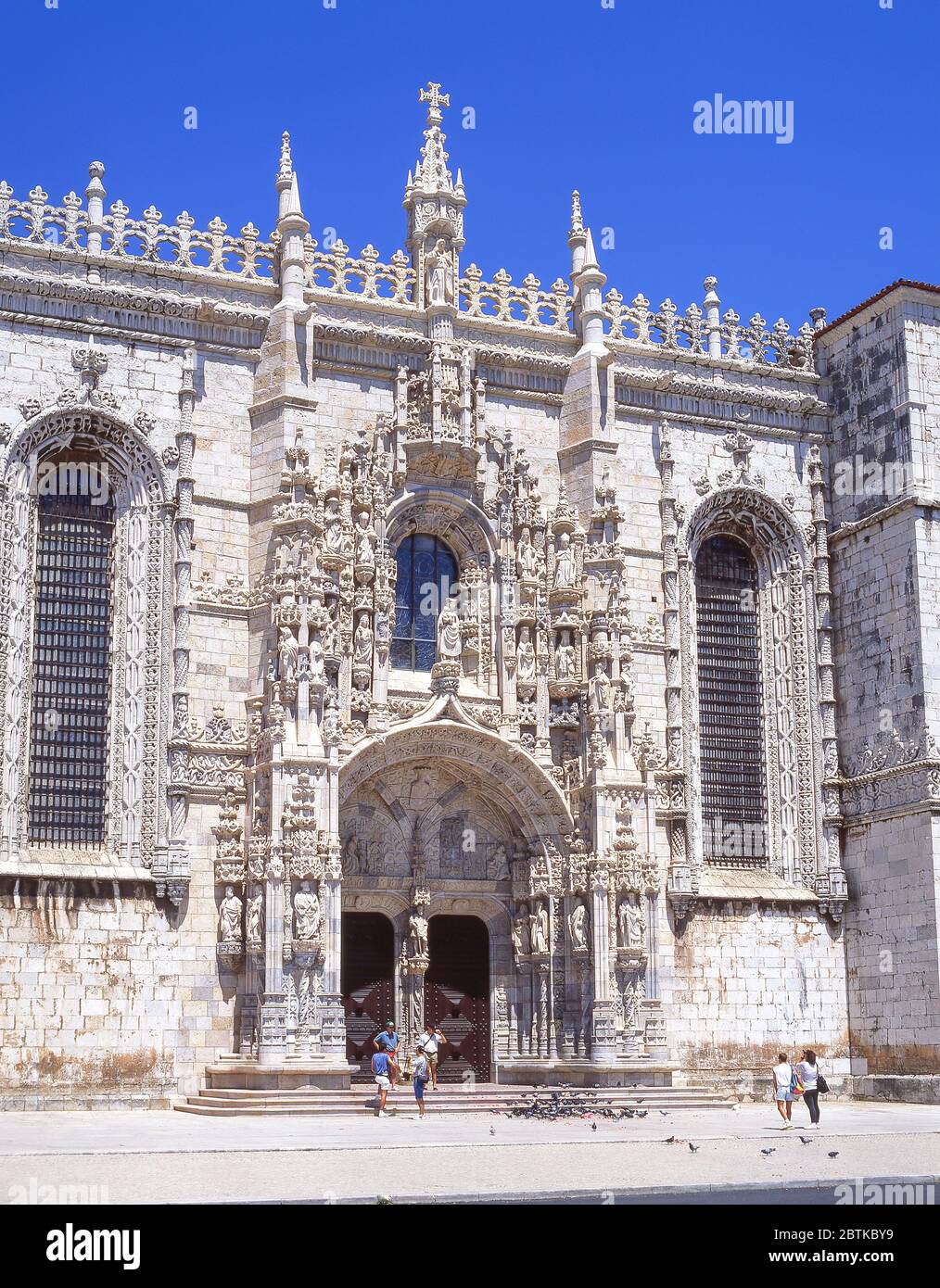 Eingang zum Manueline-Portal, Kloster Jerónimos (Mosteiro dos Jeronimos), Bezirk Belem, Lissabon, Portugal Stockfoto